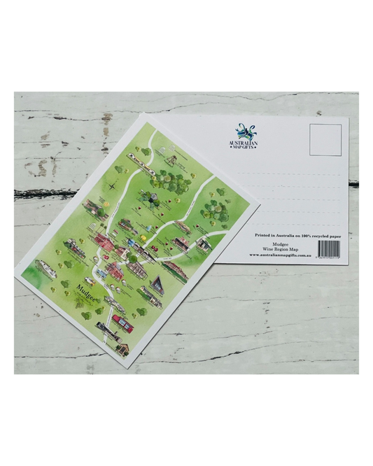 Mudgee Wine Region Map Postcard A6