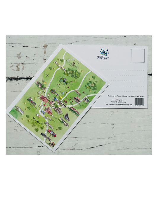 Rutherglen Wine Region Map Postcard A6