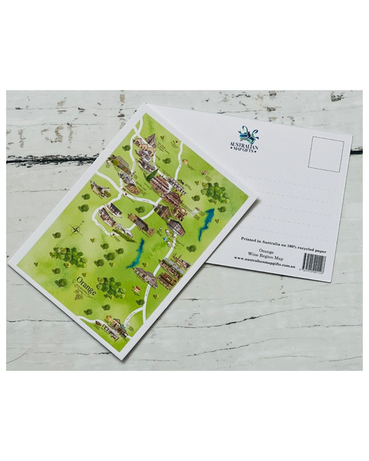 Orange Wine Region Map Postcard A6