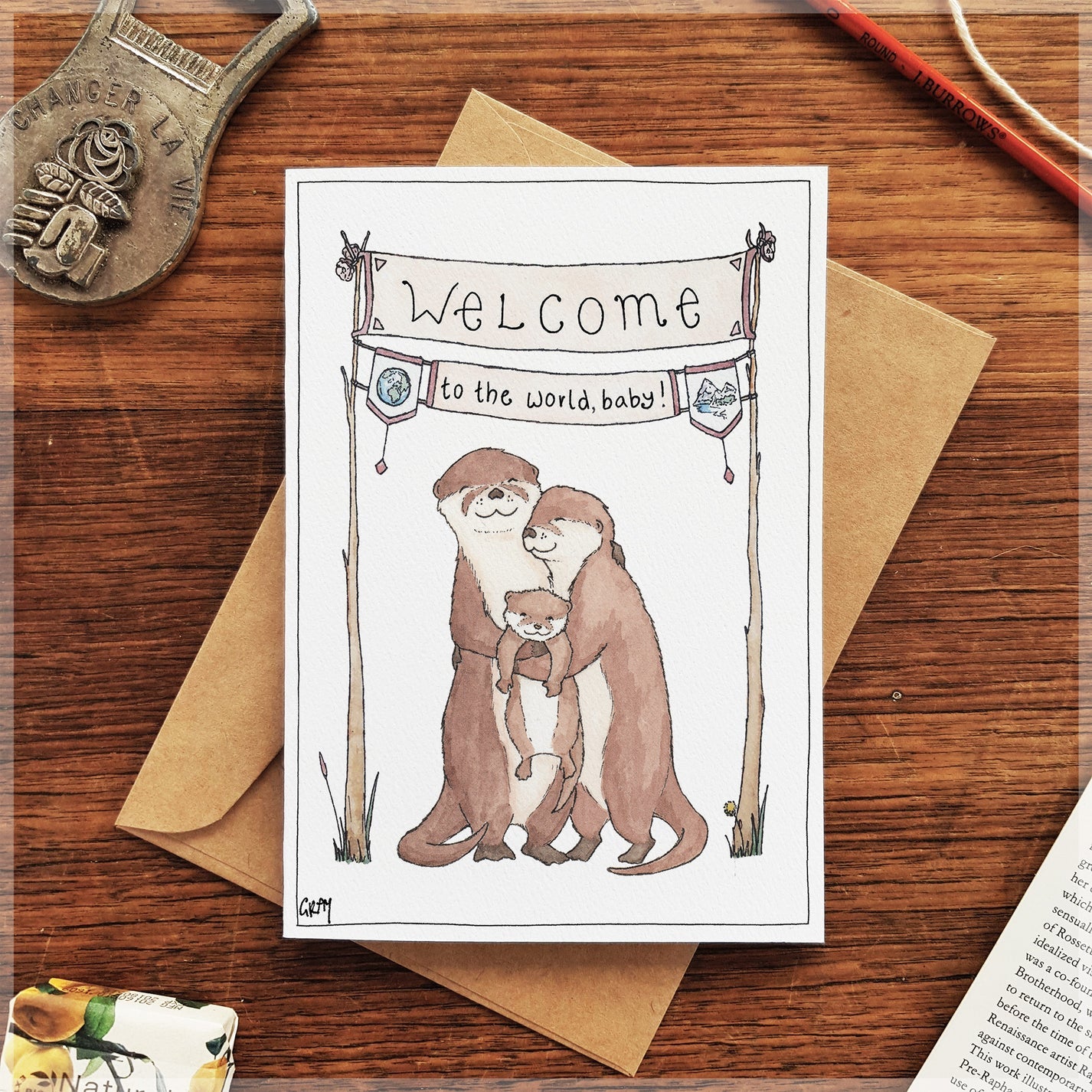 Loving Otters Greeting Card