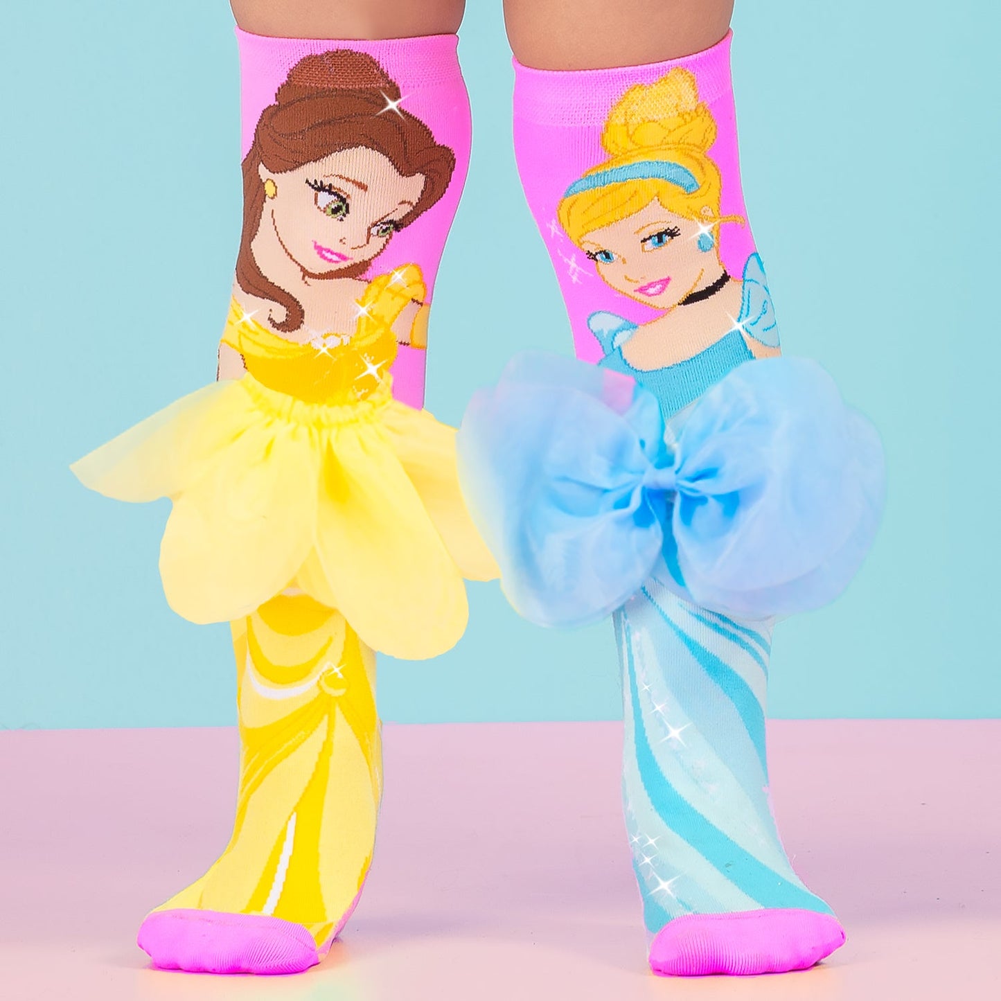 Princess - Belle and Cinderella Socks Blue/Yellow Age 6–99