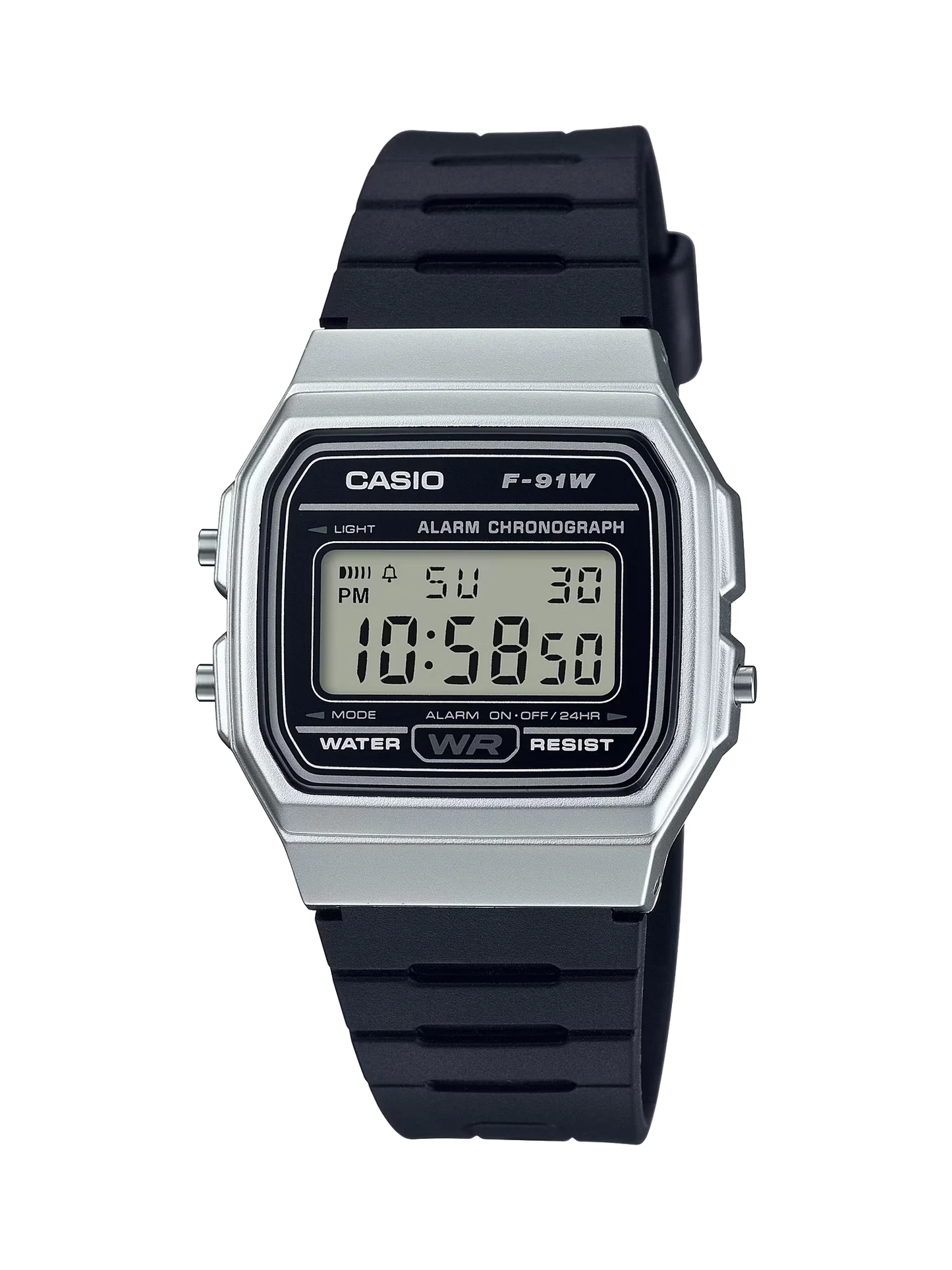 Casio F91W Series Digital Watch Silver Case Resin Band