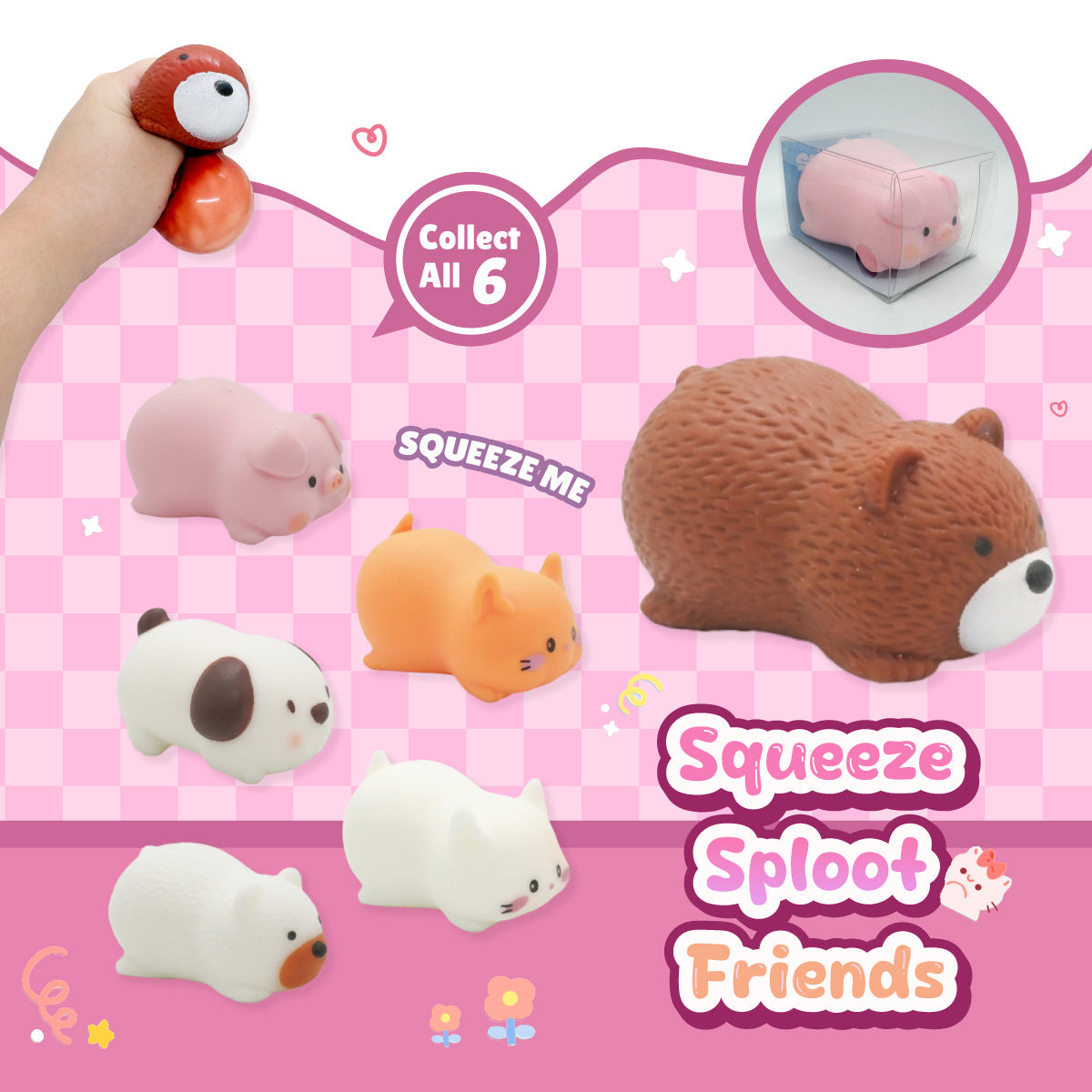 Squeeze Sploot Friends six-design collection artwork