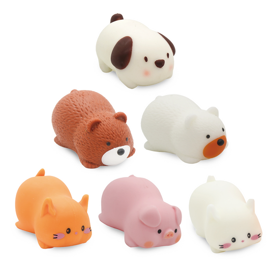 Squeeze Sploot Friends six animal squishy toy designs