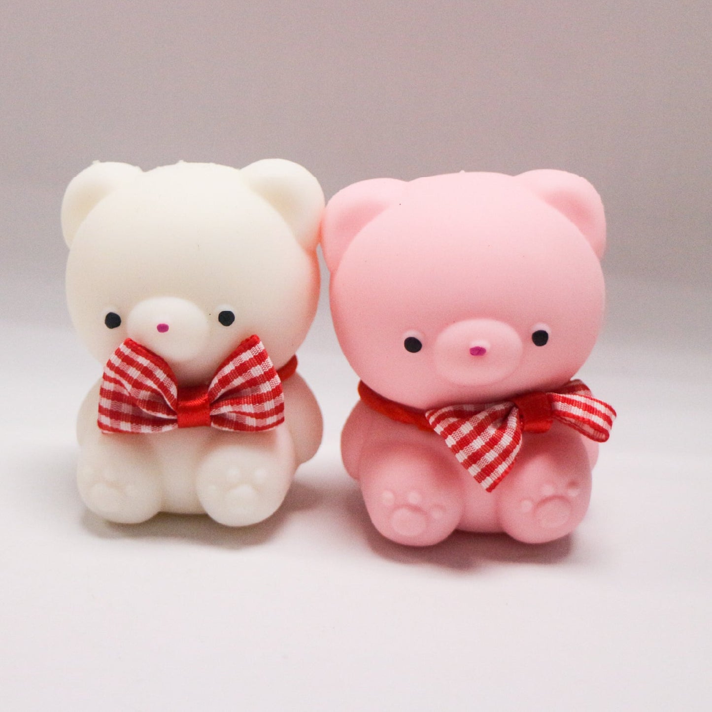 Pink and white BowBear squishy toy colour assortment