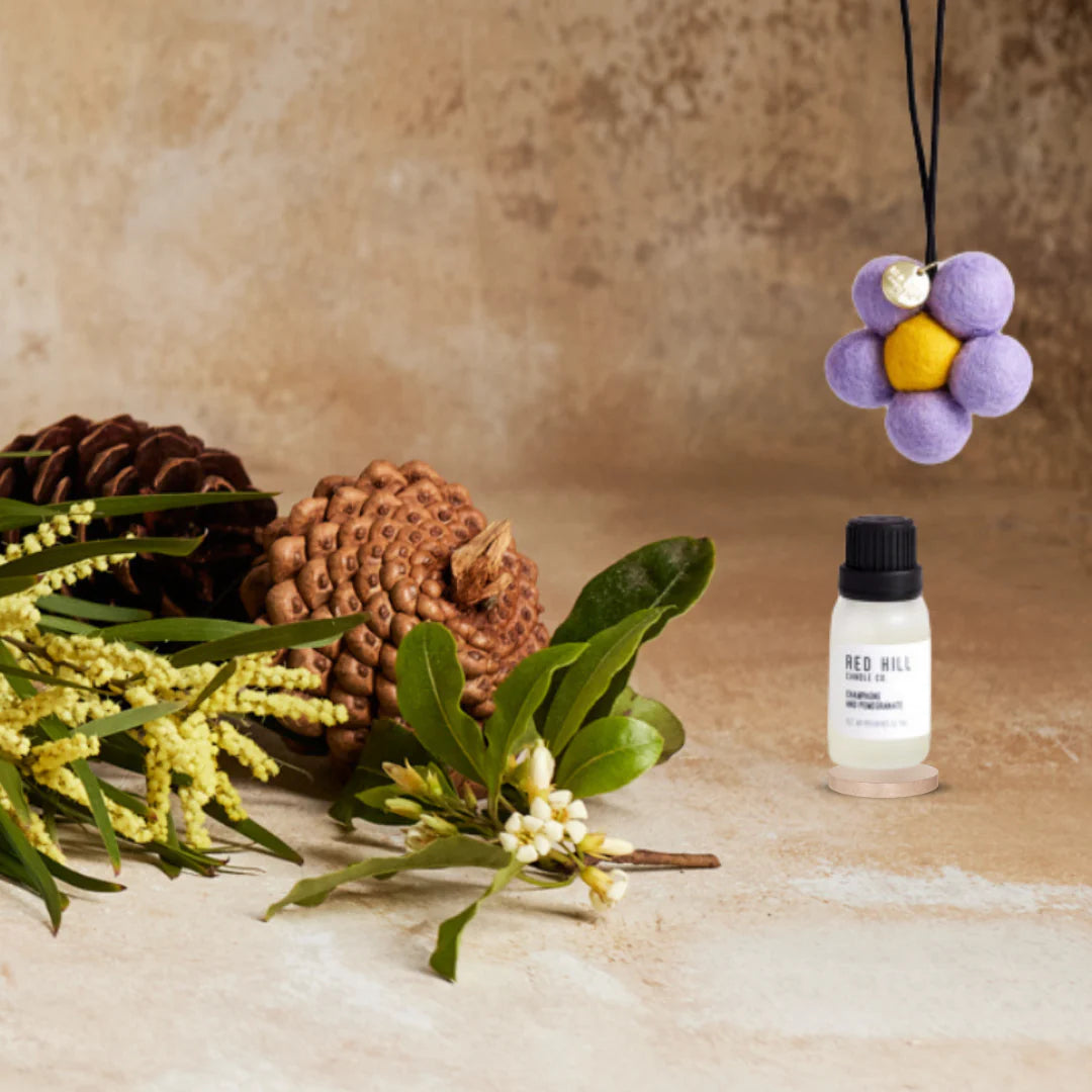 Sandalwood & Vanilla Felt Flower Air Freshener - Lilac