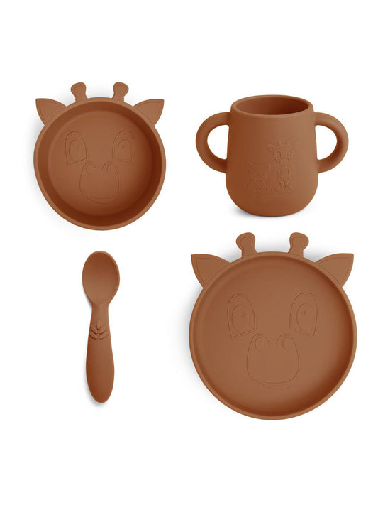 Lykke Silicone Dinner Set Giraffe 4pc - Caramel Cafe