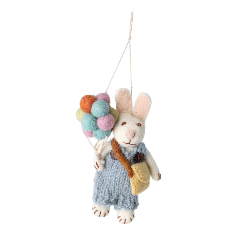 Bunny Boy White Blue Pants & Balloons Decoration