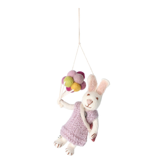 Bunny Girl White Lavender Dress & Balloons Decoration