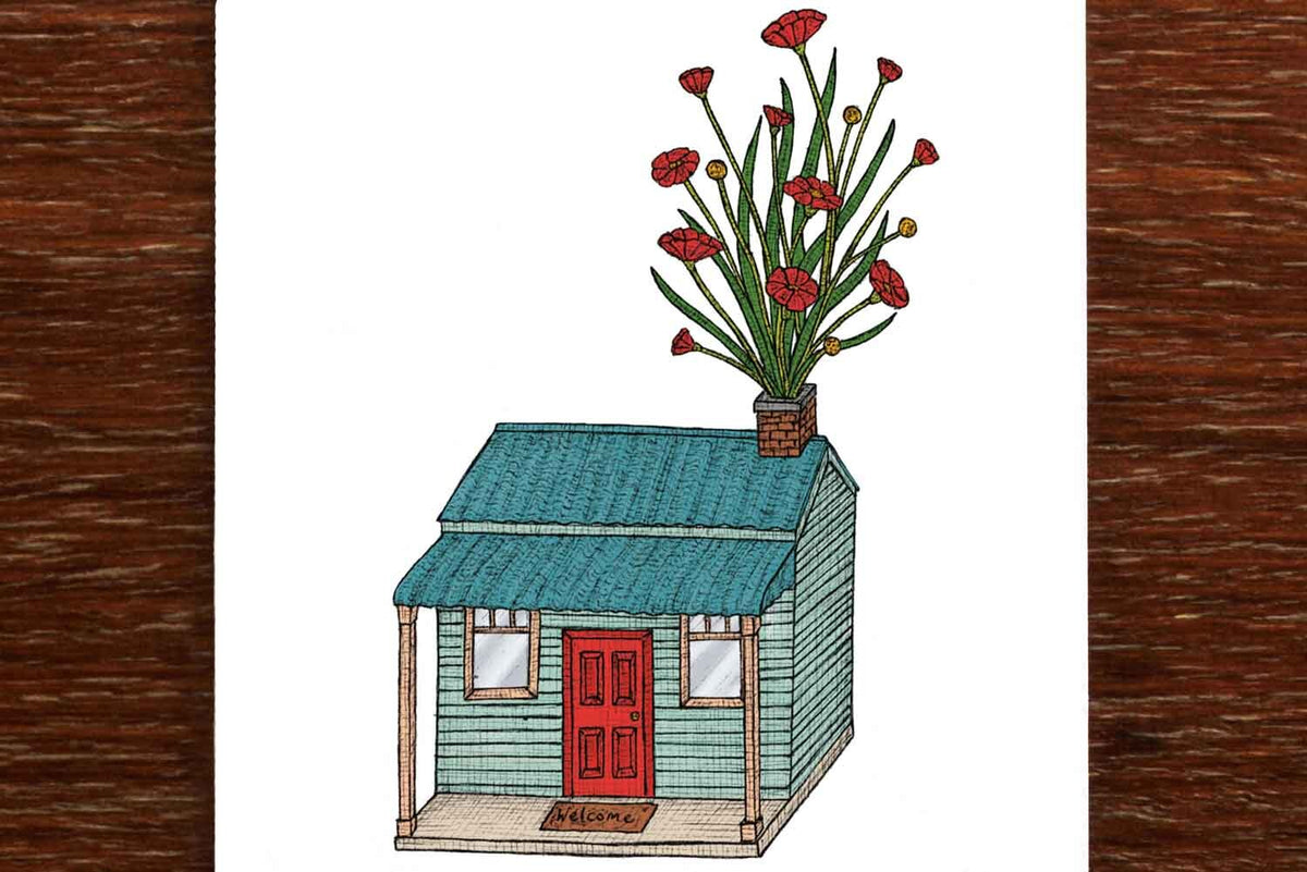 House with Flowers – Housewarming Card