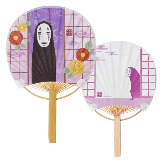 Japanese Bamboo Fan & Letter Set – No-Face with Flowers (Spirited Away)