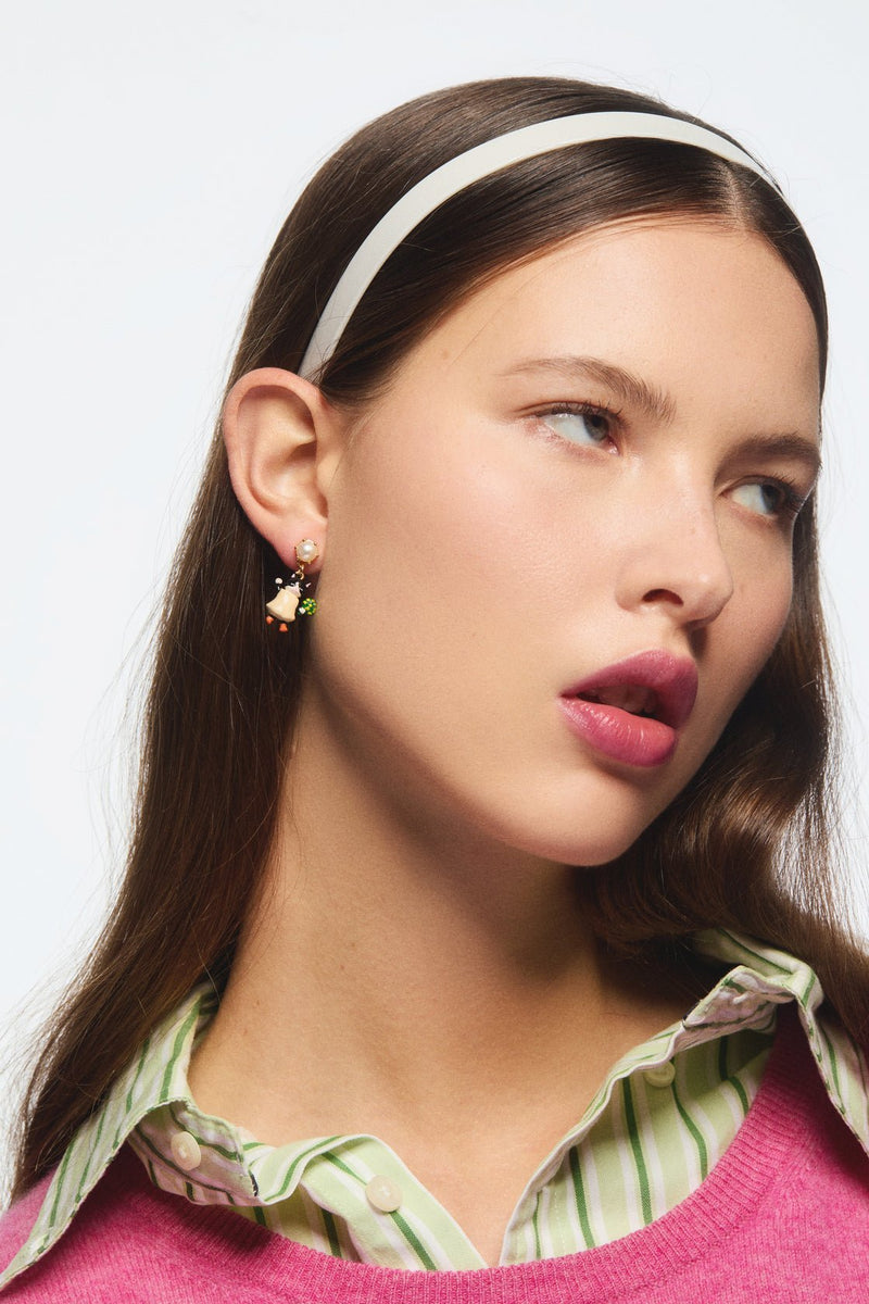 Asymmetrical Ginger And Black Kitten Dangle Earrings | AVHP1051 (Clip-on)