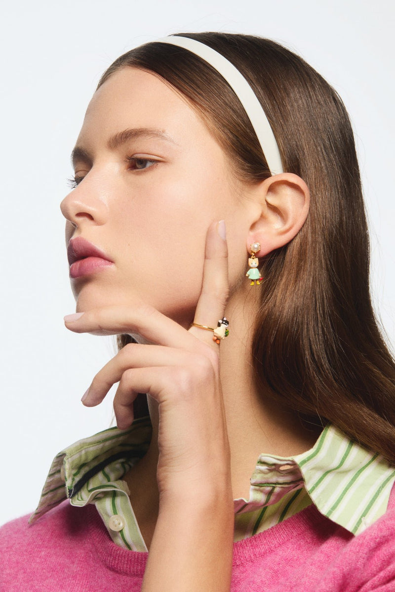 Asymmetrical Ginger And Black Kitten Dangle Earrings | AVHP1051 (Clip-on)