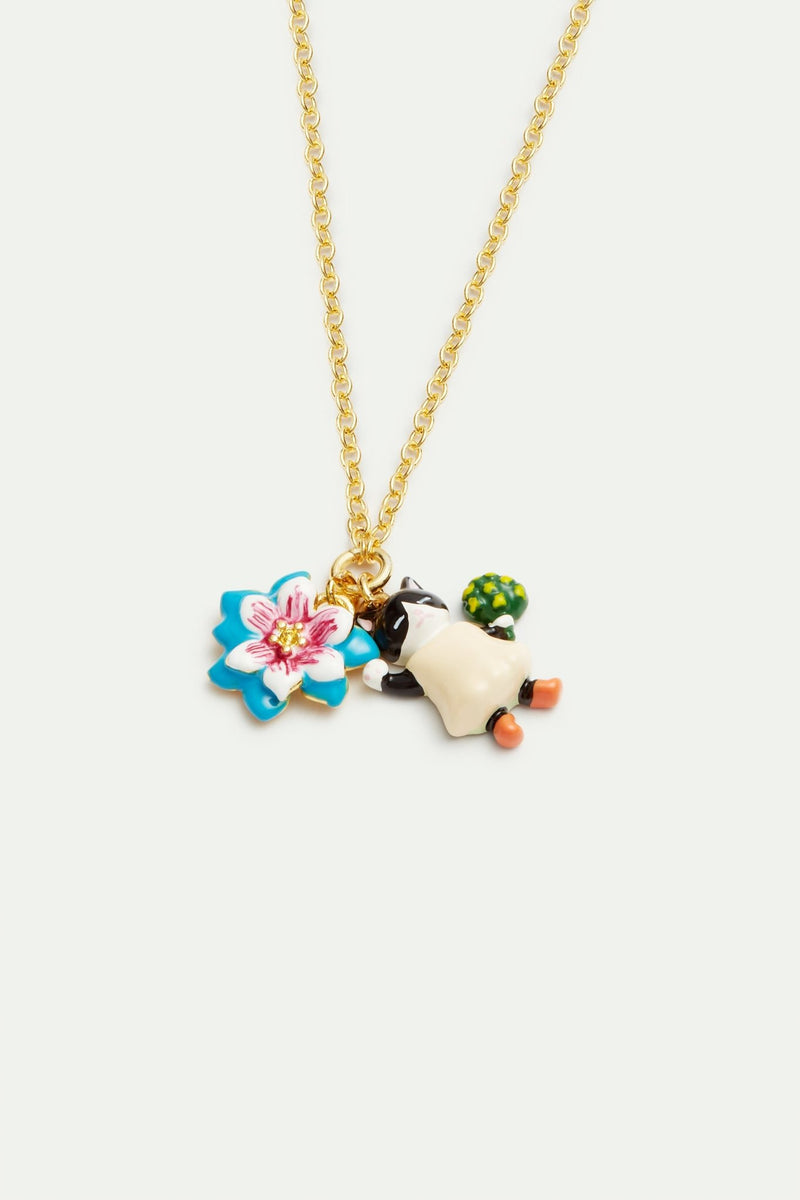 Blue Flower And Black Kitten Fine Bracelet | AVHP2021