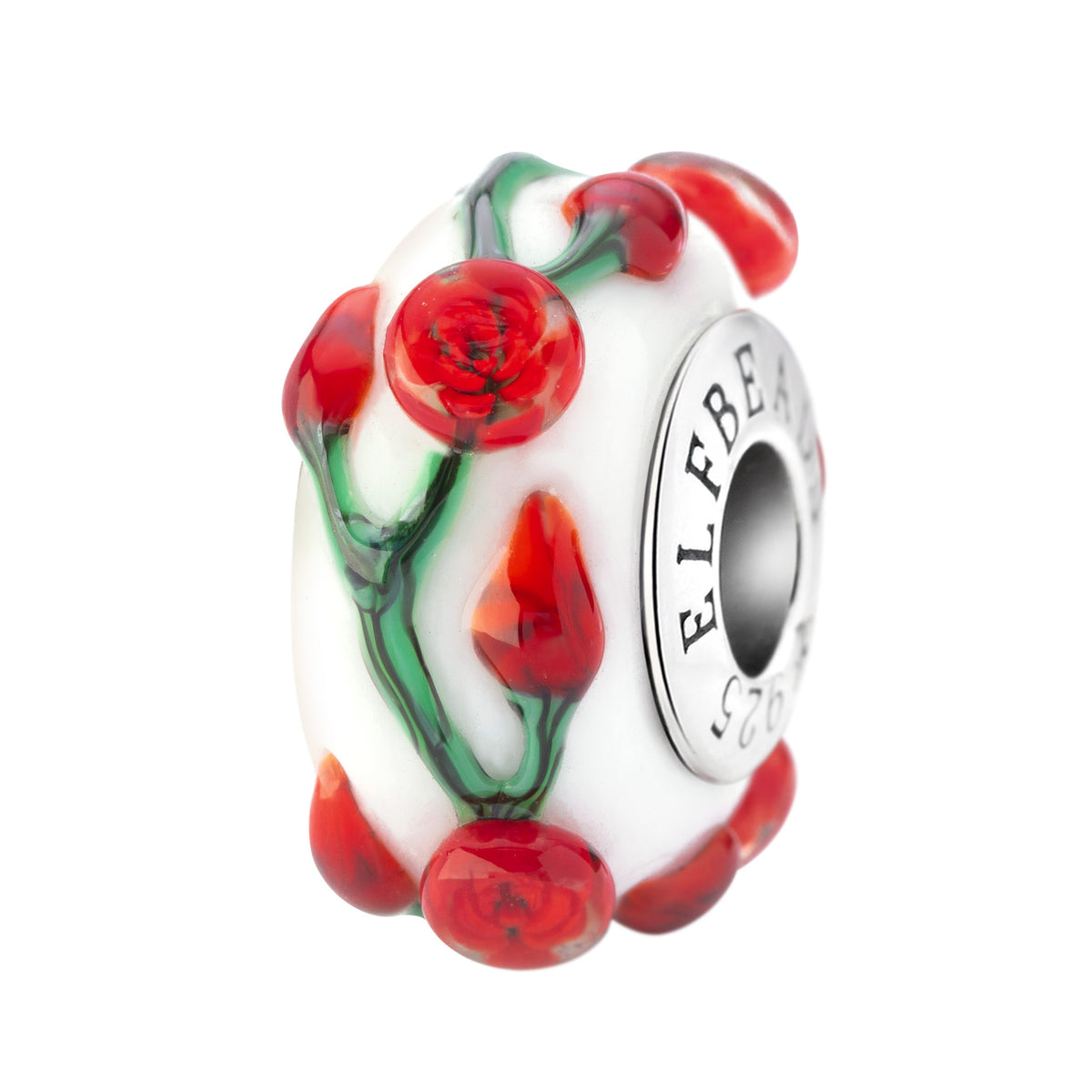 Painted Roses Glass Bead
