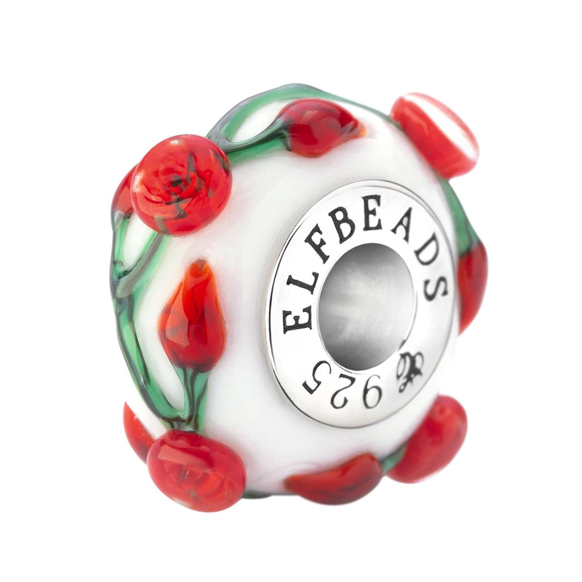 Painted Roses Glass Bead