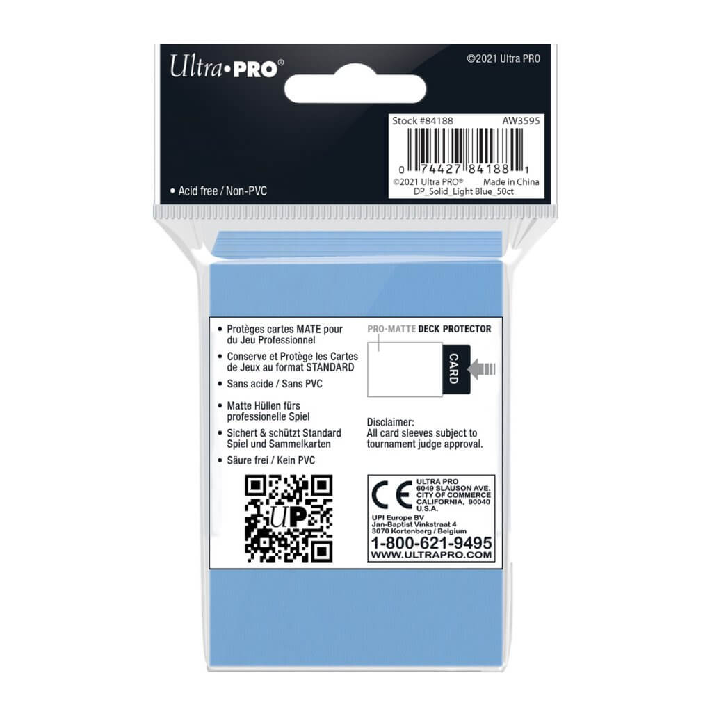PRO-Matte Deck Protector Sleeves Light Blue 50ct