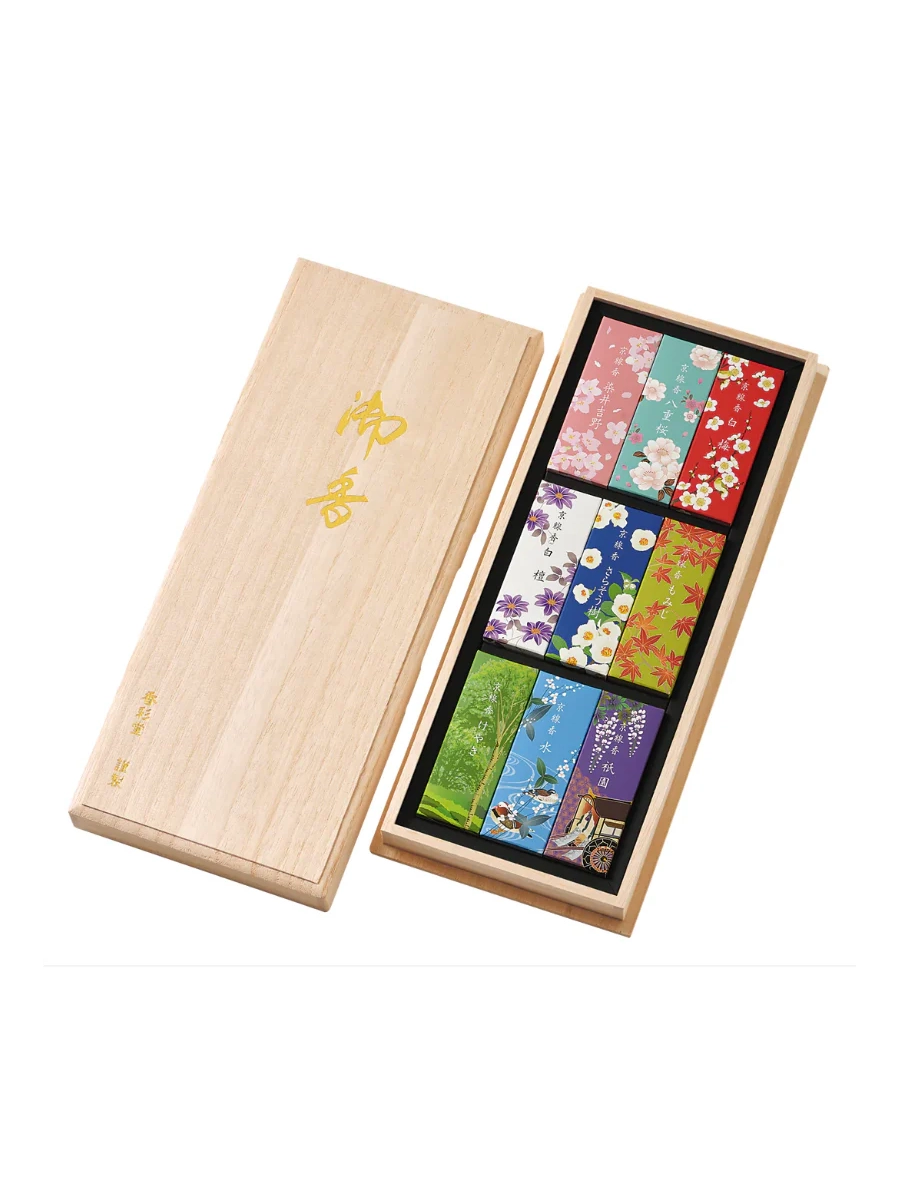 Kousaido Shikisai Incense Gift Set (9 Types, 15g Each)