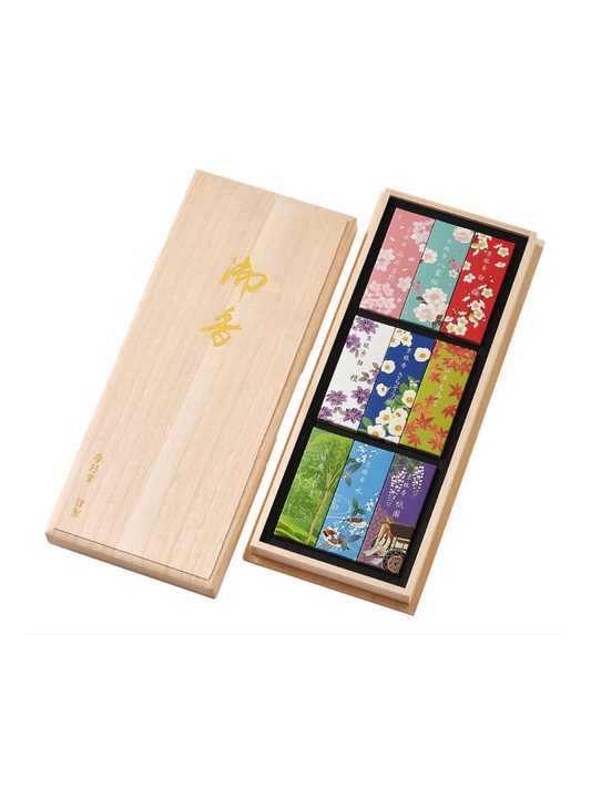 Kousaido Shikisai Incense Gift Set (9 Types, 15g Each)