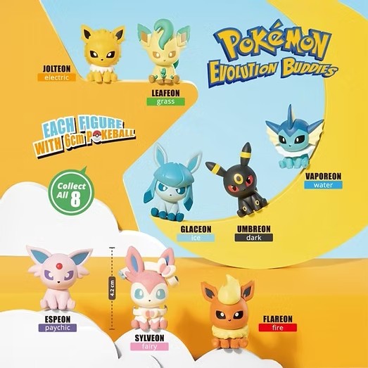 Pokemon Evolution Buddies eight Eevee evolution figure designs