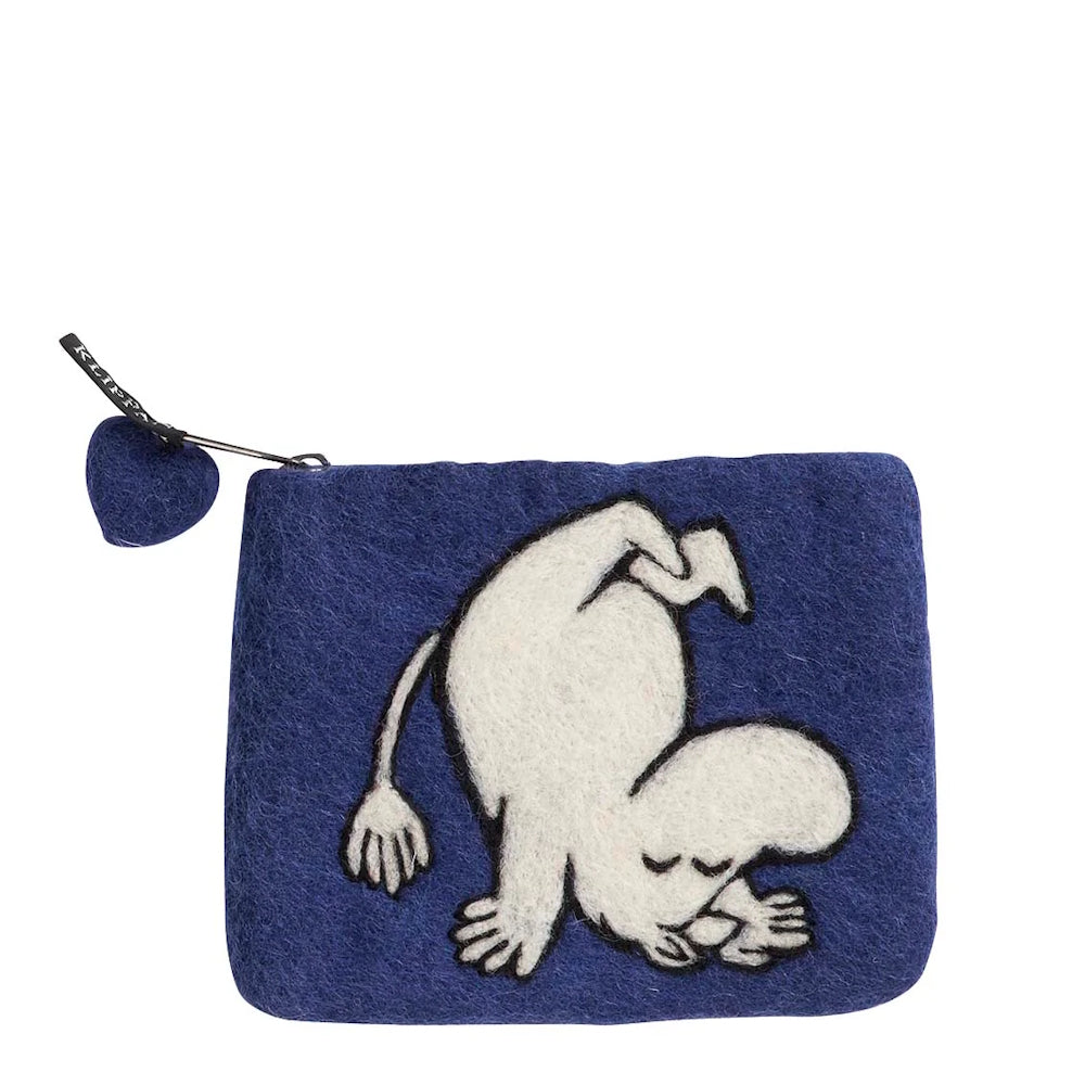 Moomin Up & Down Hand Felted Purse Blue