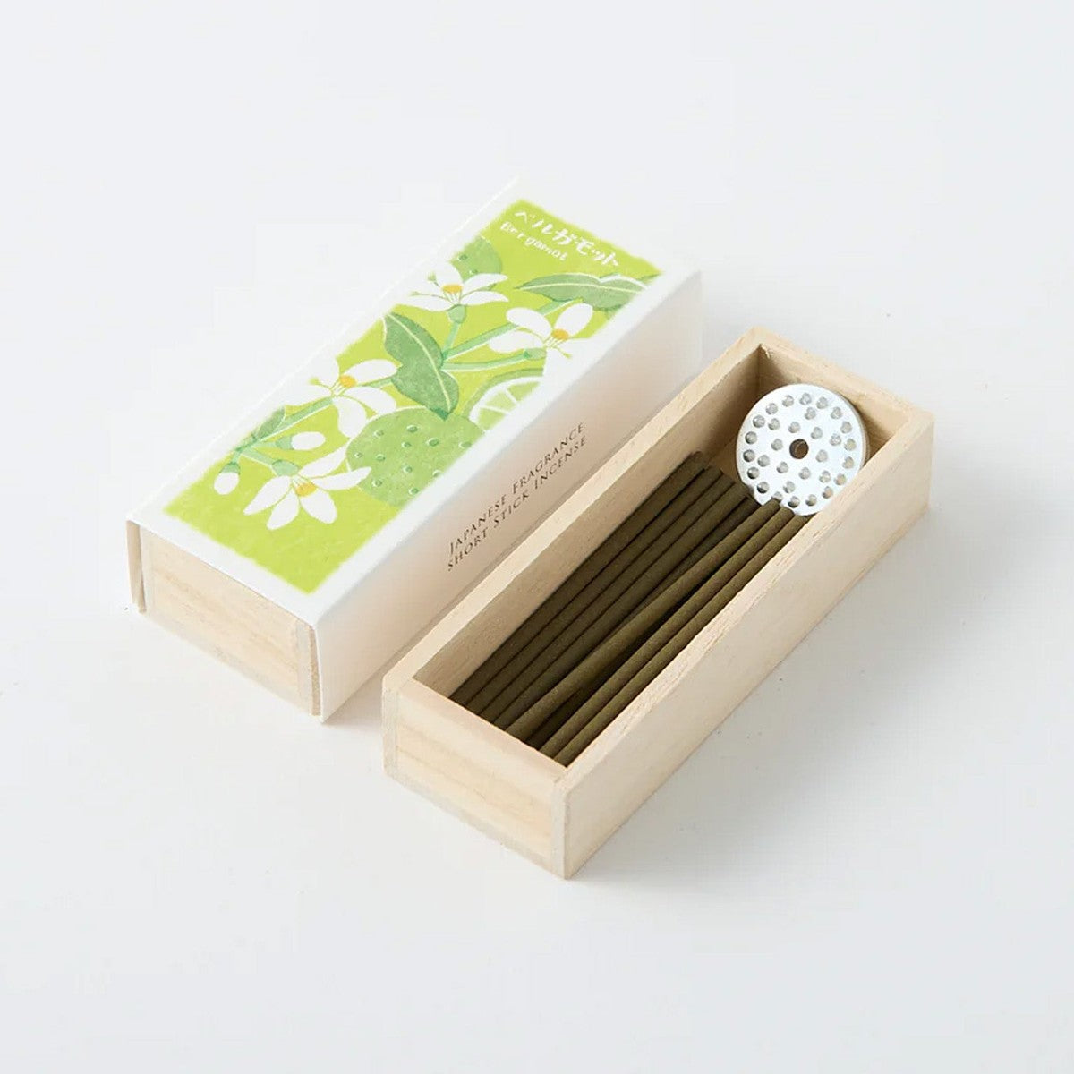 Ika-Denshin Bergamot incense sticks and aluminium holder