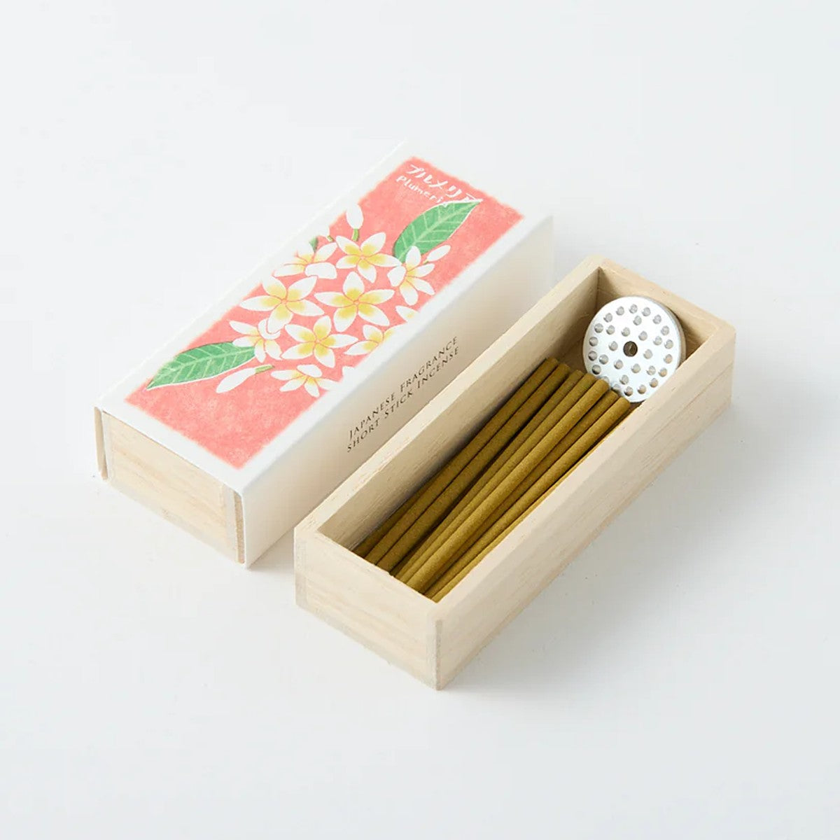 Ika-Denshin Plumeria incense sticks and aluminium holder
