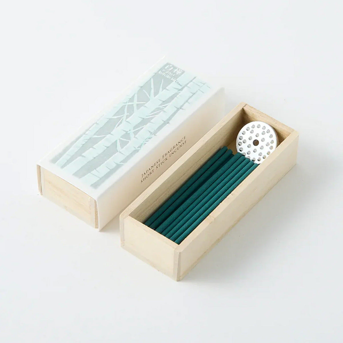 Ika-Denshin White Birch incense sticks and aluminium holder