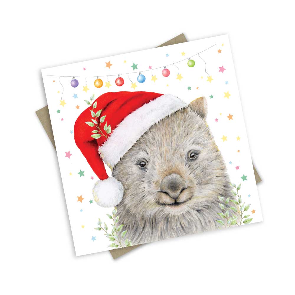Christmas Wombat | Hand-Illustrated Christmas Card