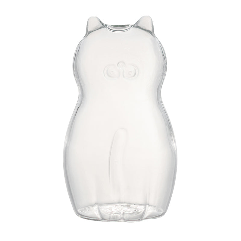Clear glass cat mini vase