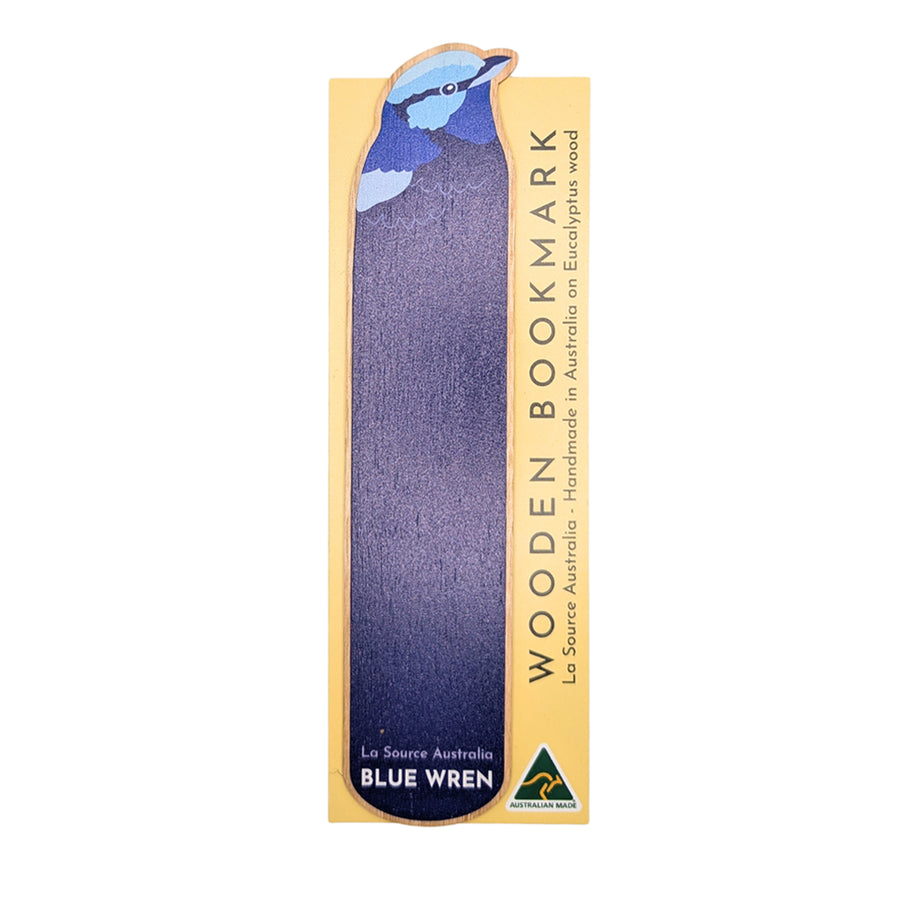 Blue Wren Wooden Bookmark