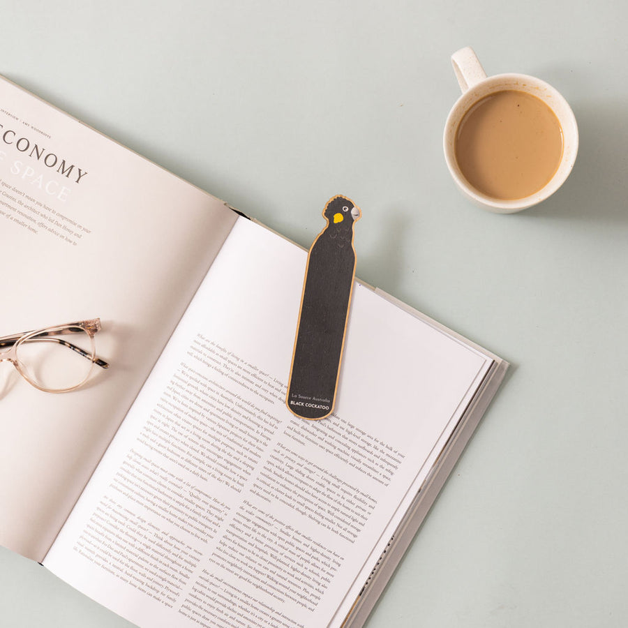 Black Cockatoo Wooden Bookmark
