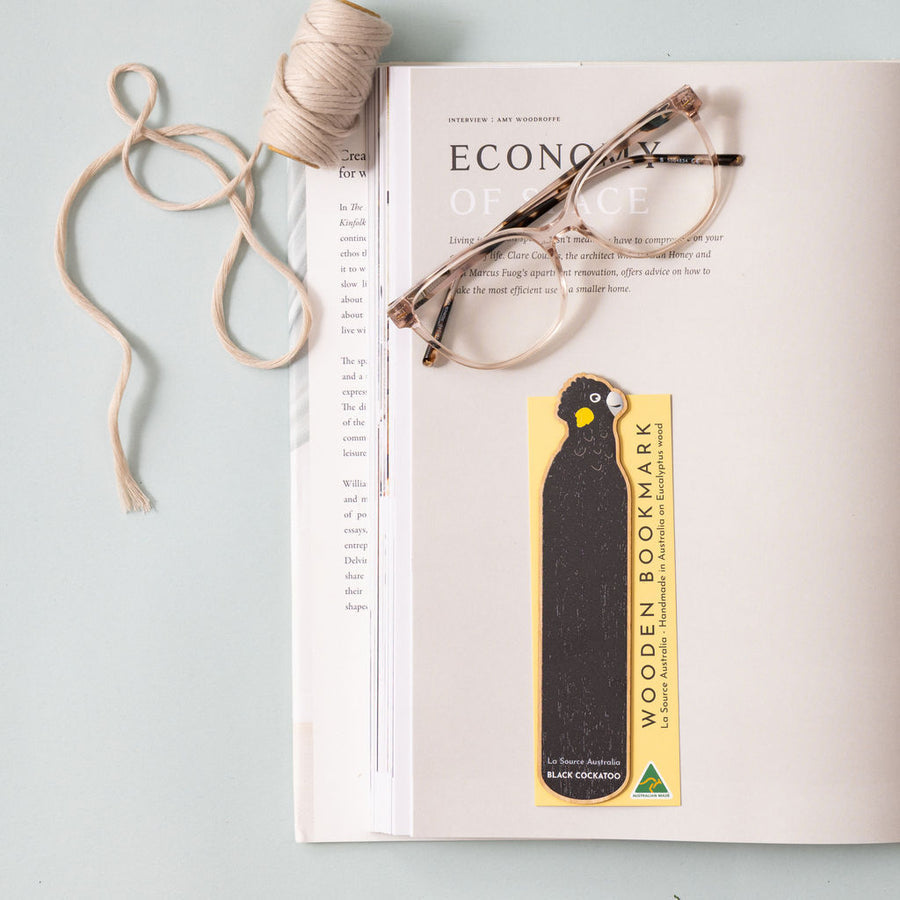 Black Cockatoo Wooden Bookmark