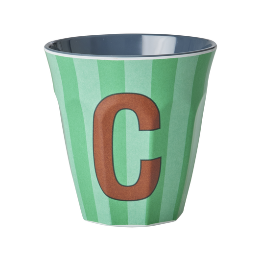 Medium Alphabet Cup - Green - C - Stripes