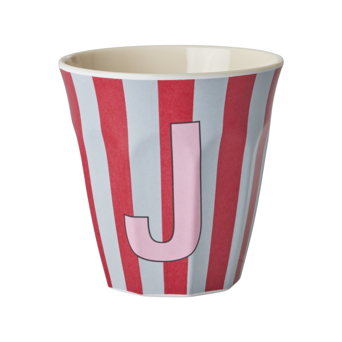Medium Alphabet Cup - Red - J - Stripes