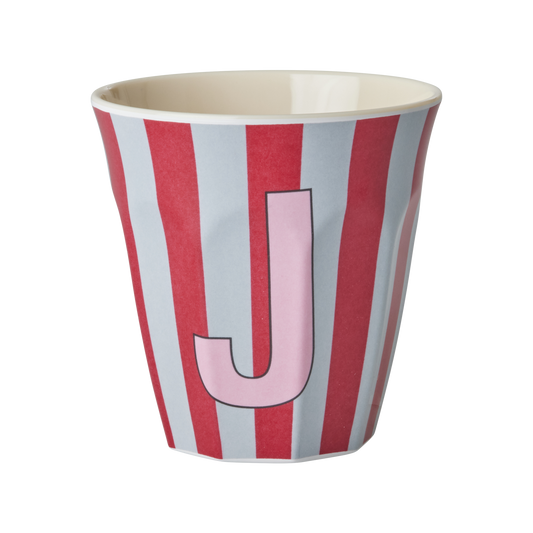 Medium Alphabet Cup - Red - J - Stripes