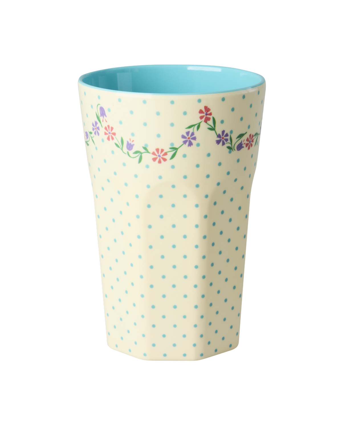 Tall Cup - Cream - Dots and Flowers Print