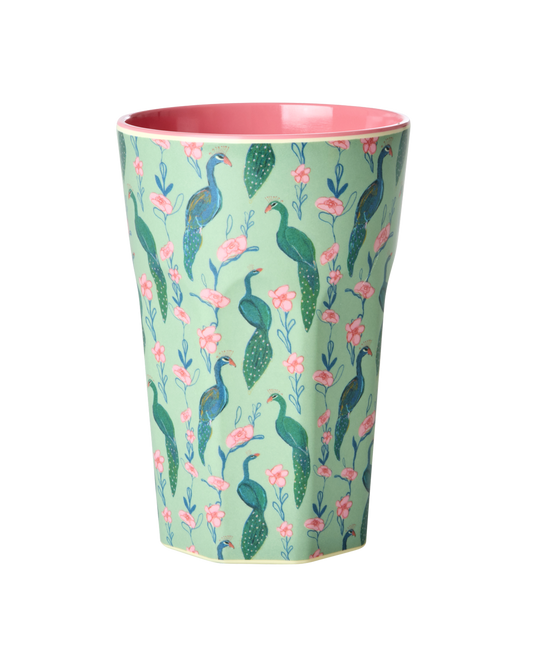 Tall Cup - Green - Peacock Power Print