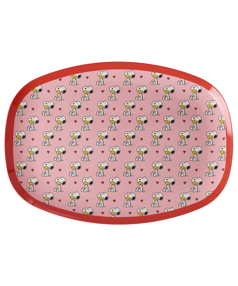 Large Rectangular Dinner Plate - Pink - Snoopy Print