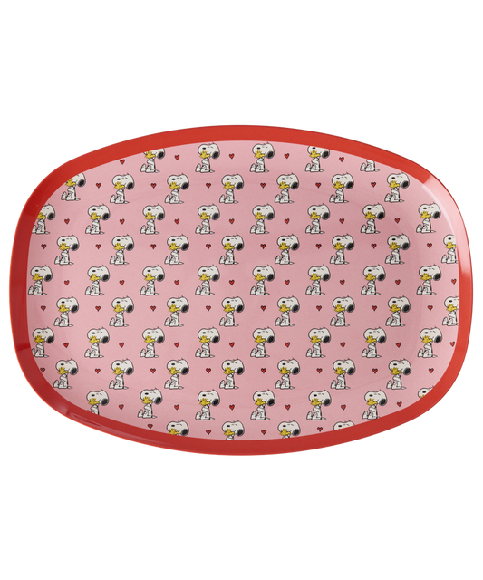 Large Rectangular Dinner Plate - Pink - Snoopy Print