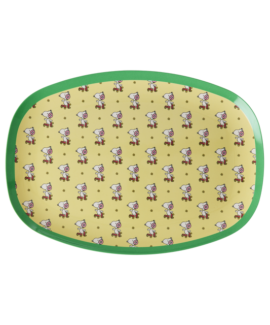 Large Rectangular Dinner Plate - Soft Yellow - Snoopy Print