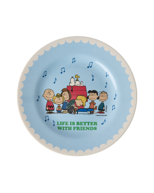 Round Side Plate - Soft Blue - Snoopy Print