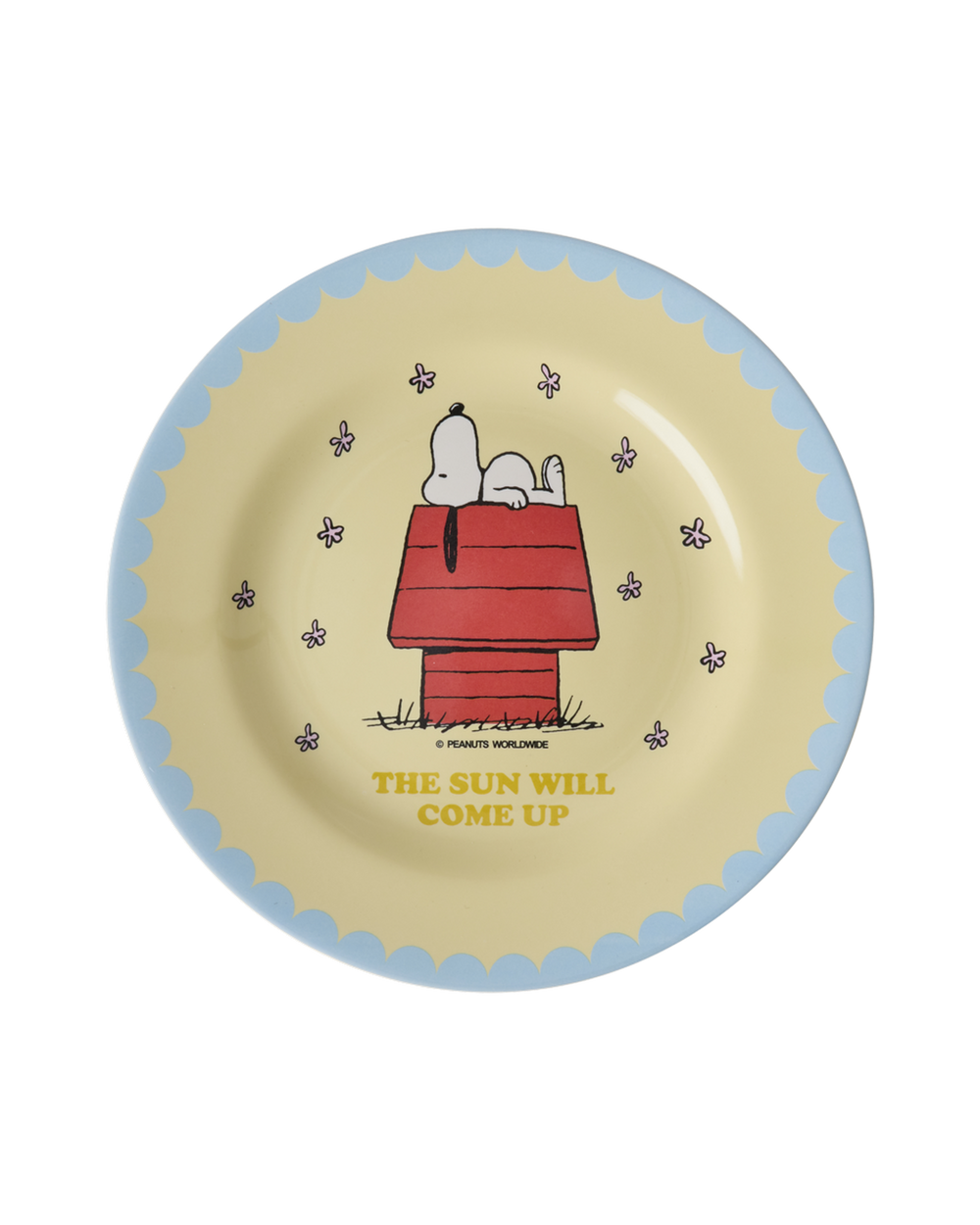 Round Side Plate - Cream - Snoopy Print