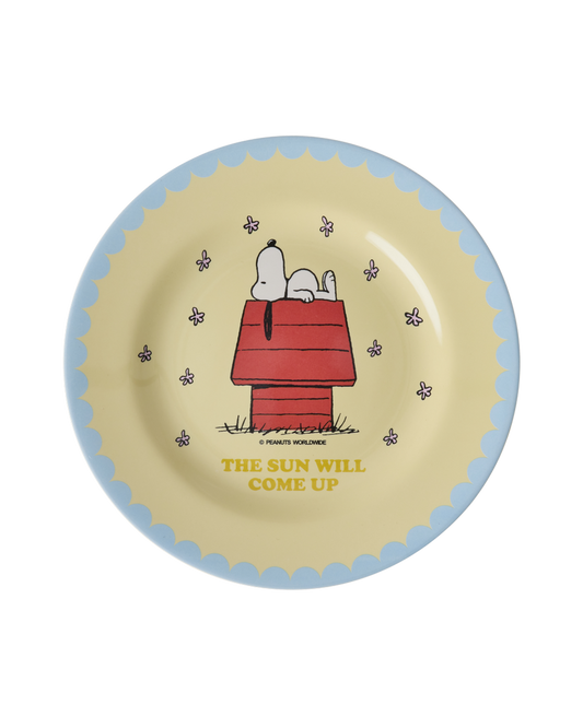 Round Side Plate - Cream - Snoopy Print