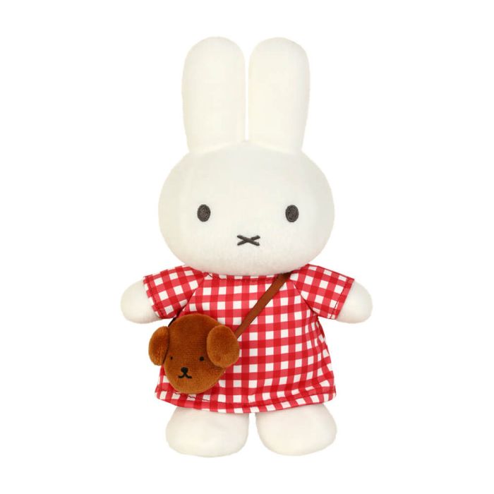 Miffy Checkered Dress with Snuffy Bag Plush 24cm