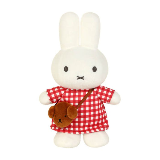 Miffy Checkered Dress with Snuffy Bag Plush 24cm