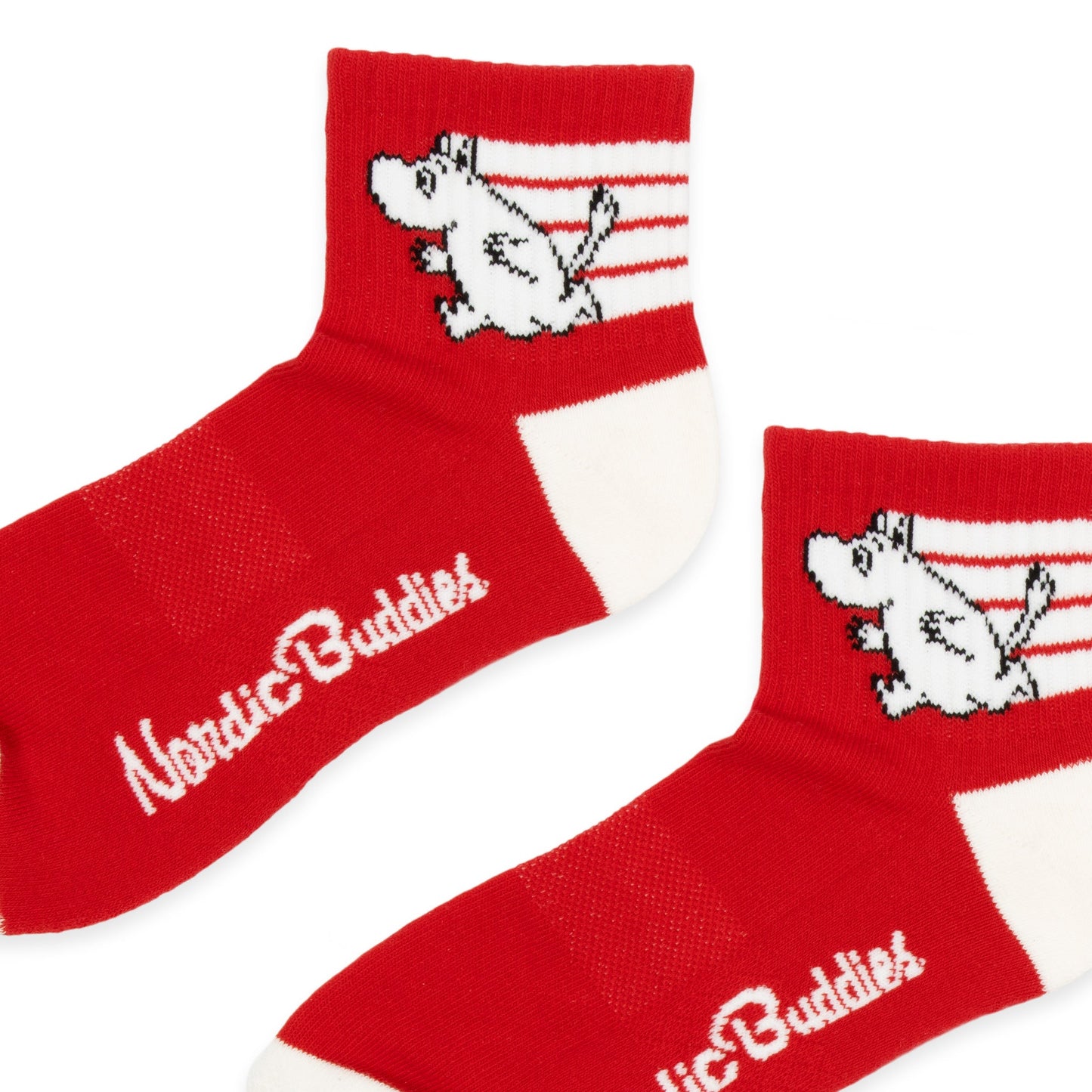 Close-up of Moomintroll Active red ankle socks