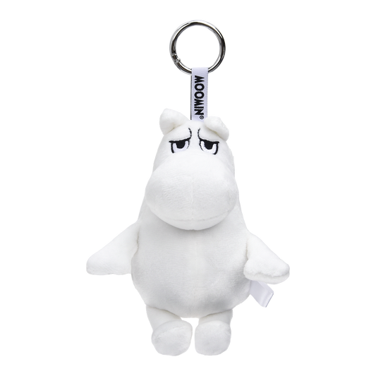 Moomintroll plush keyring with metal ring