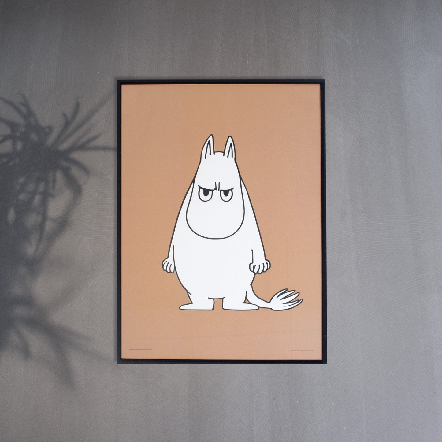 Moomintroll Angry beige poster displayed on a wall