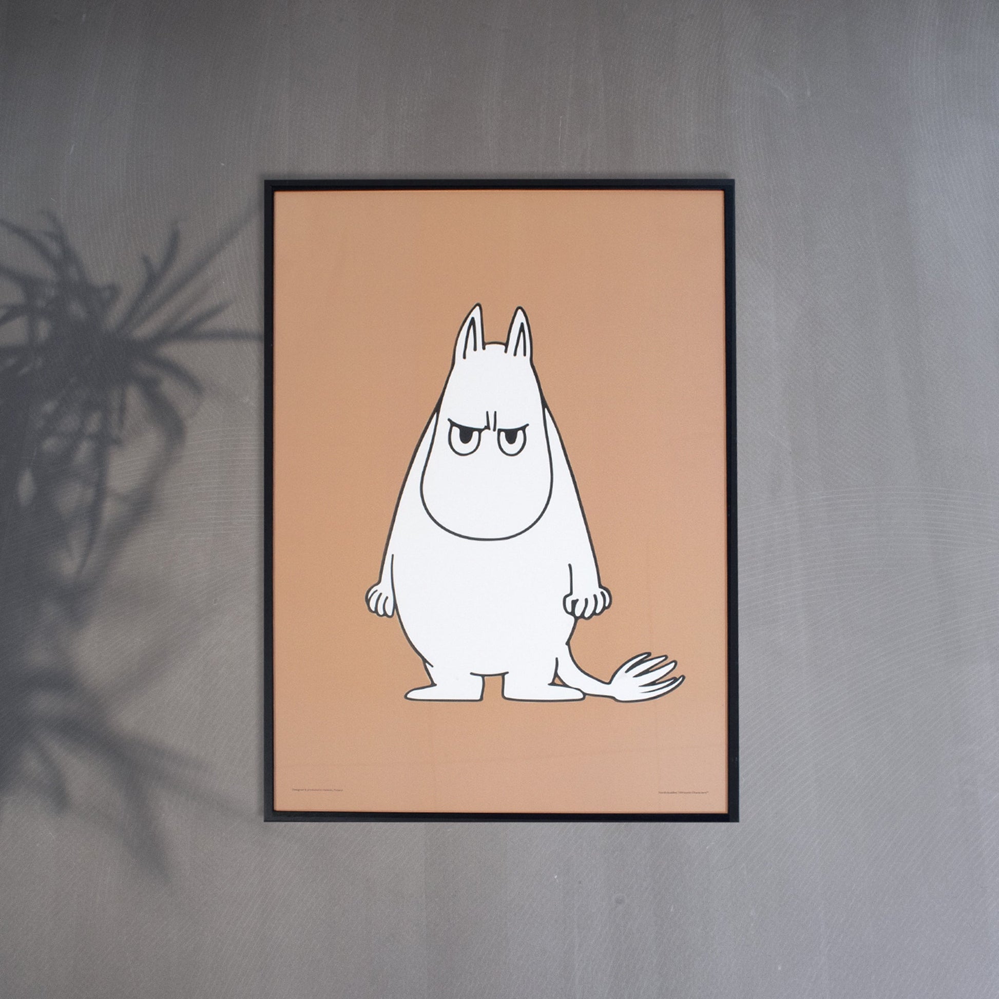Moomintroll Angry beige poster displayed on a wall